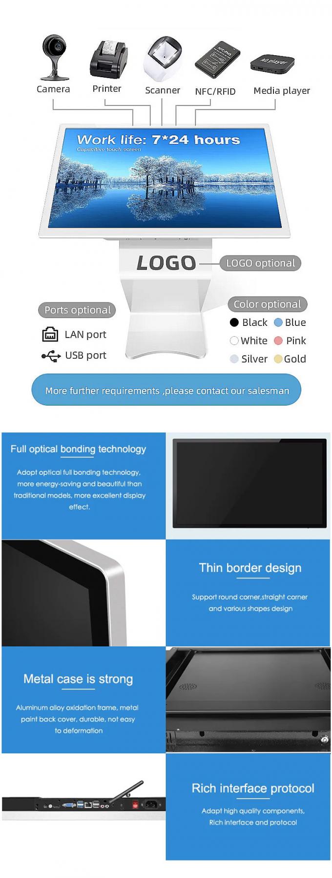 43 Inch Touch Screen Kiosk , Interactive Table Kiosk Floor Standing For ...