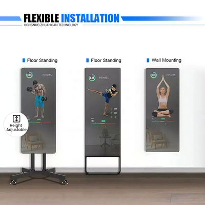 Floor Standing Smart Fitness Mirror , Full Body Workout Mirror 500 Nits 1920×1080