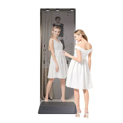 2K HD Display Smart Fitness Mirror Floor Stand 500 Nits Brightness