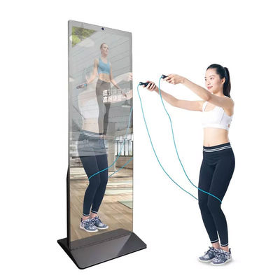 2K HD Display Smart Fitness Mirror Floor Stand 500 Nits Brightness
