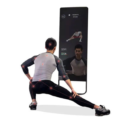 LCD Screen Interactive Home Gym Mirror Floor Standing For Exercise Sport ODM