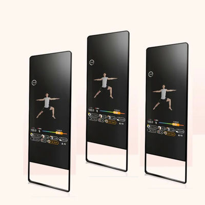LCD Screen Interactive Home Gym Mirror Floor Standing For Exercise Sport ODM