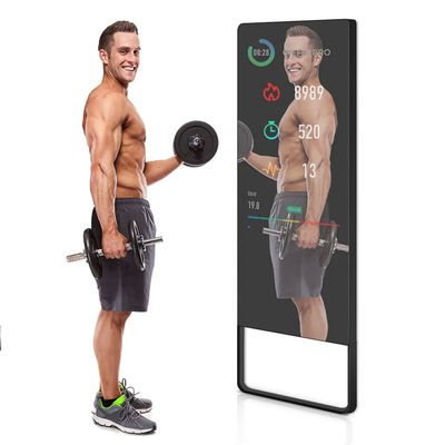 Floor Standing Interactive Fitness Mirror For Gym Workout Multifunctional