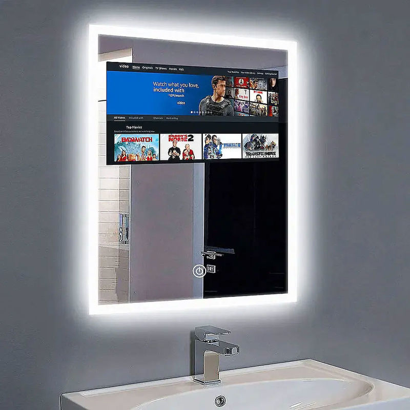 FCC Rectangular Lighted Bathroom Mirror 21.5 Inch Multifunctional Smart Wall Mirror