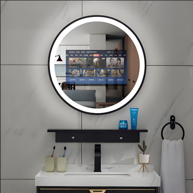 Cerchio Smart LED Bagno Specchio TV integrato Android Wi-Fi Bluetooth