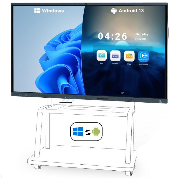 86 inch 4K Smart Interactive Whiteboard Android Windows Dual System 20 points Touch Lound speaker